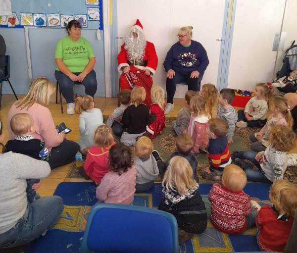 Santa at the Upper Studley Toddler Group party