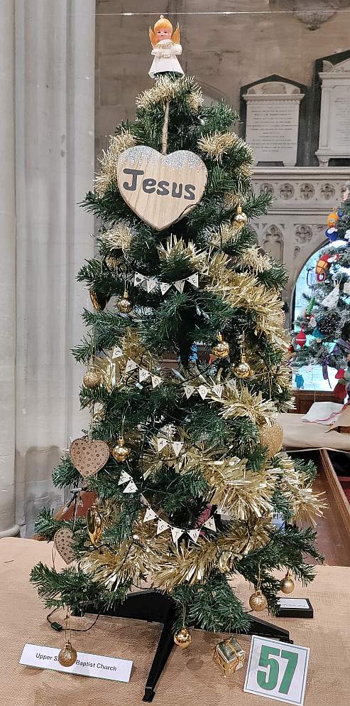 This is the Christmas tree entered by Upper Studley Baptist Church at the St James Church Christmas Tree Festival