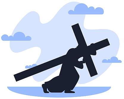 A Clipart showing Jesus carrying his cross